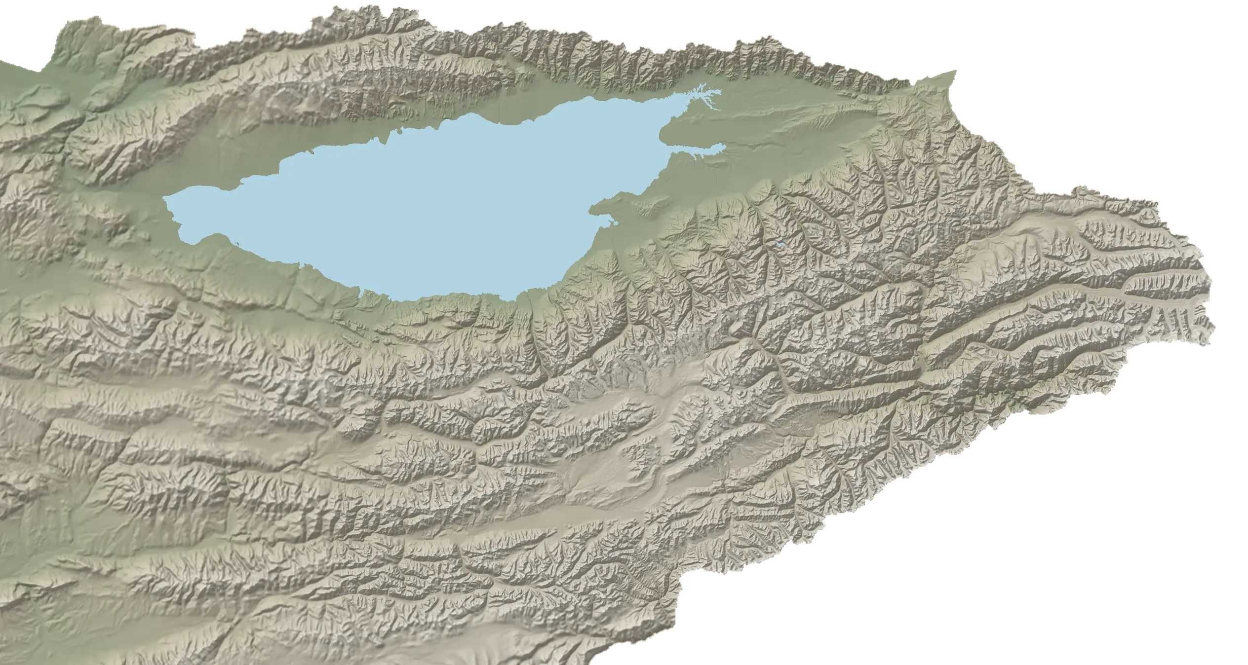 Relief d’Issyk-Koul : un lac entouré de chaînes de montagnes
